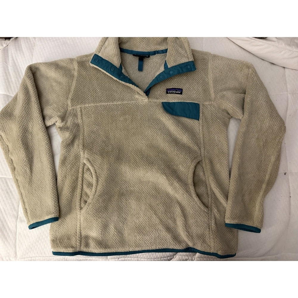 Patagonia Womens Sweater Large Beige Oatmeal Snap T Pullover Solid